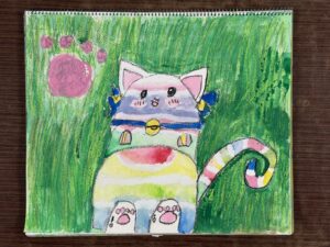 京都の絵画教室子供アトリエにて住みたい家というテーマで描いてもらった水彩画