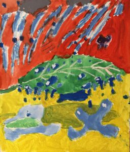 京都の絵画教室東儀画塾子供アトリエにて描かれた水をテーマにした作品