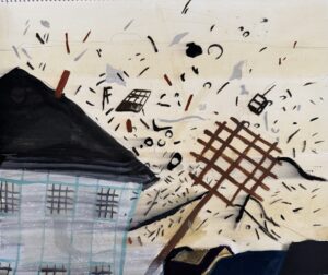 京都の絵画教室東儀画塾子供アトリエにて描かれた水をテーマにした作品 水の中に沈んだ街