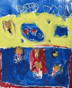 京都の絵画教室東儀画塾子供アトリエにて描かれた水をテーマにした作品
水遊び