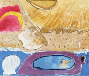 京都伏見の絵画教室owl美術研究所の子供アトリエ教室で描かれた貝の絵　不思議な貝の絵