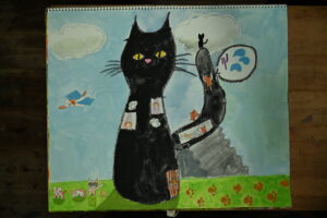 京都の絵画教室子供アトリエにて住みたい家というテーマで描いてもらった水彩画