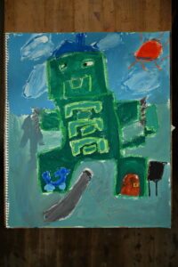 京都の絵画教室子供アトリエにて住みたい家というテーマで描いてもらった水彩画