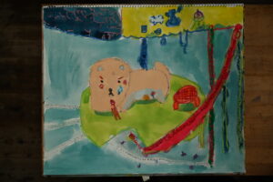 京都の絵画教室子供アトリエにて住みたい家というテーマで描いてもらった水彩画