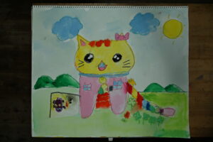 京都の絵画教室子供アトリエにて住みたい家というテーマで描いてもらった水彩画