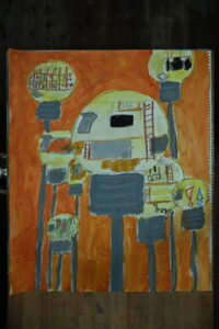 京都の絵画教室子供アトリエにて住みたい家というテーマで描いてもらった水彩画