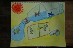 京都の絵画教室子供アトリエにて住みたい家というテーマで描いてもらった水彩画