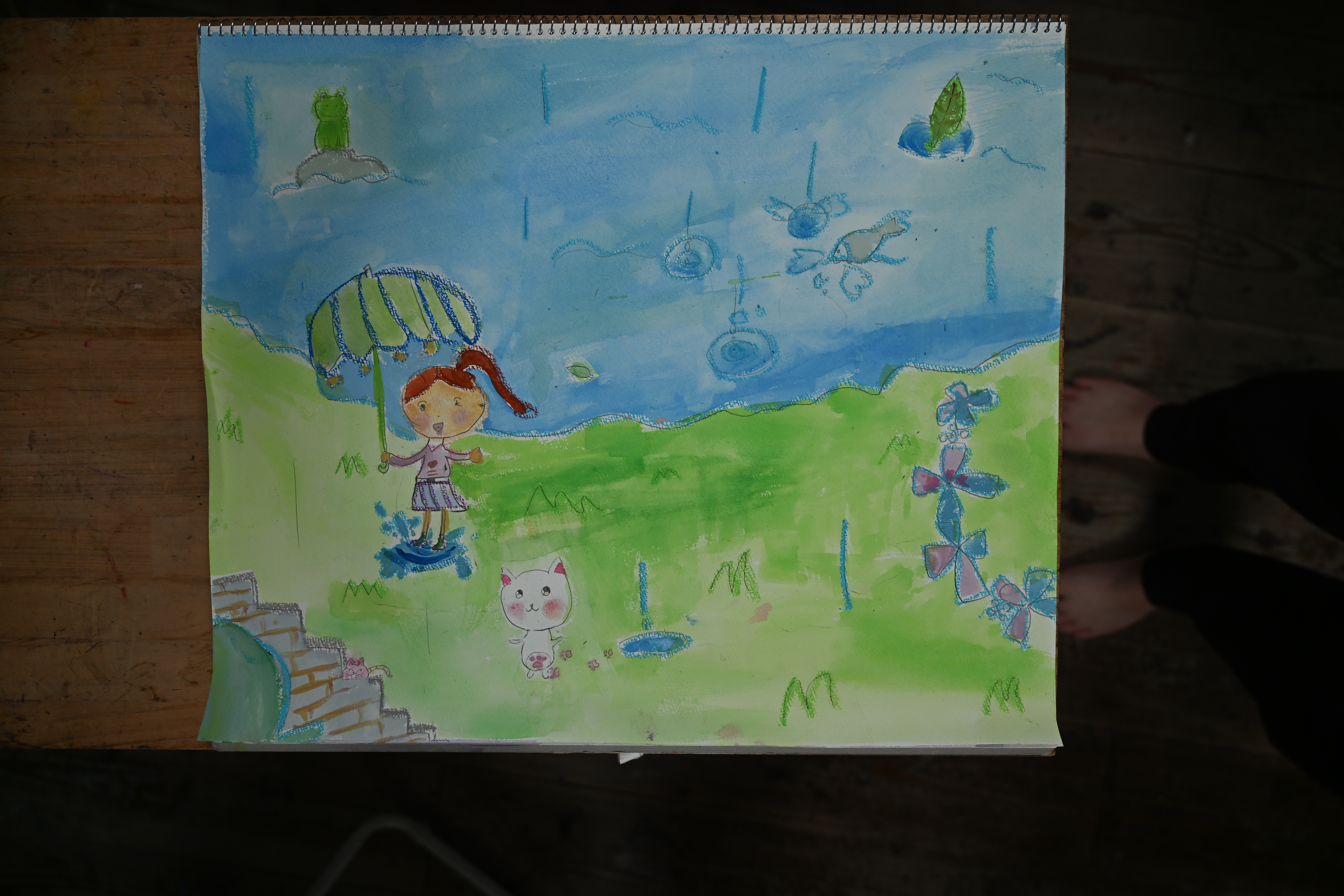 OWL美術研究所 子供アトリエの生徒作品 雨降りの絵