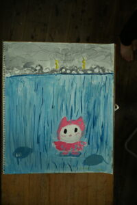 OWL美術研究所 子供アトリエの生徒作品 雨降りの絵