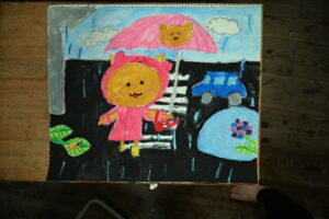 OWL美術研究所 子供アトリエの生徒作品 雨降りの絵