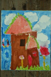 絵画教室OWL美術研究所の願い事をテーマにした子供アトリエ作品
家の絵