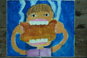 絵画教室OWL美術研究所の願い事をテーマにした子供アトリエ作品
食パン一斤をまるかじり