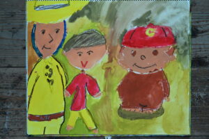 絵画教室OWL美術研究所の願い事をテーマにした子供アトリエ作品
おさると人間の絵