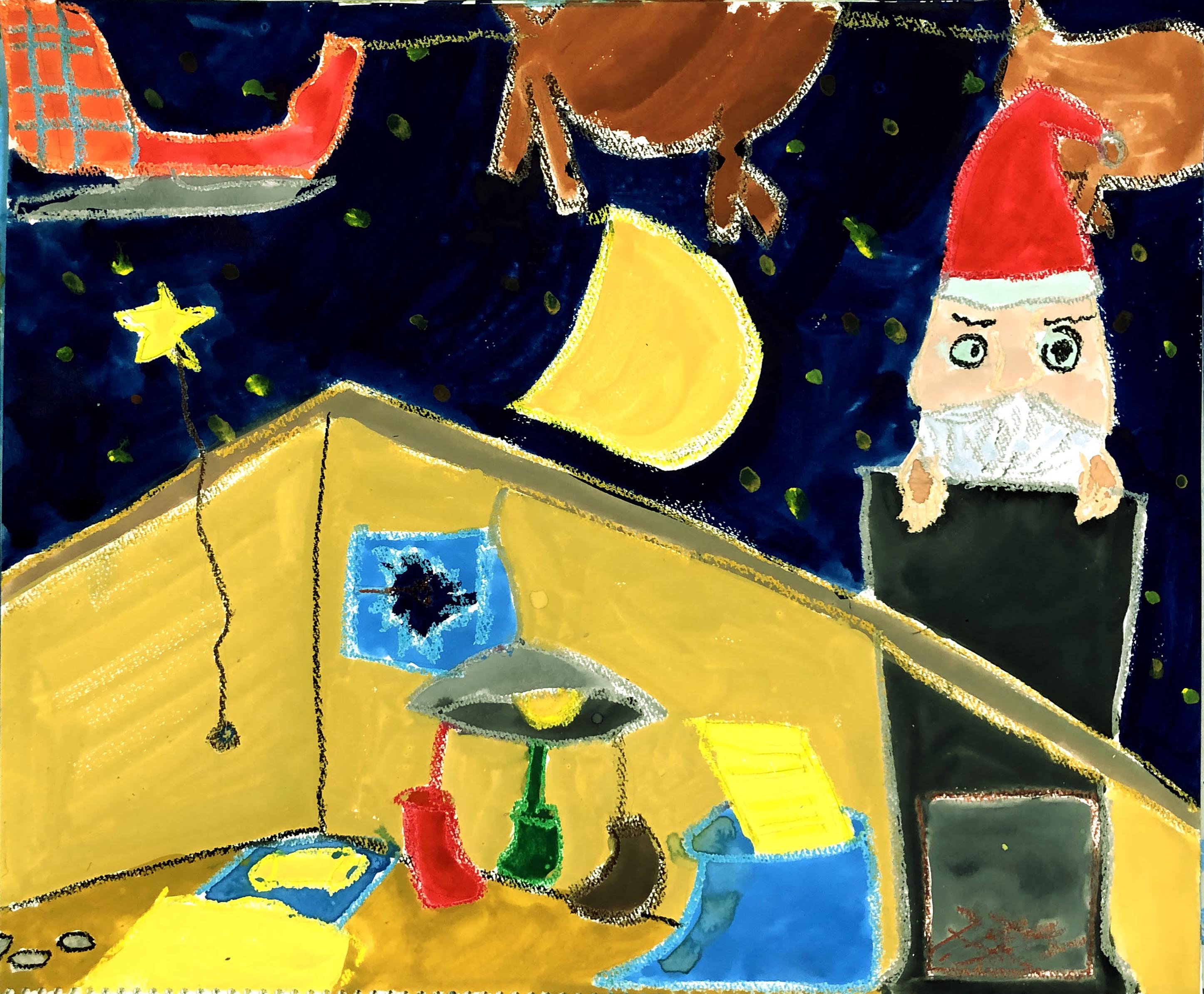 子供アトリエはクリスマスの絵をかきました。