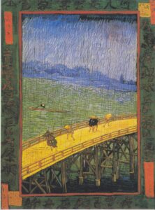 歌川広重の名所江戸百景 大はしあたけの夕立の絵を見てゴッホがもしゃした油絵