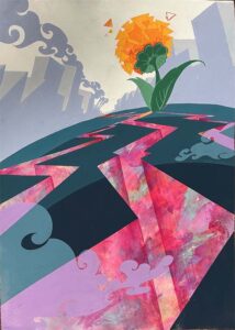 金沢美術工芸大学合格者再現作品2025自然と人工　三角形を構成要素に取り入れる。
